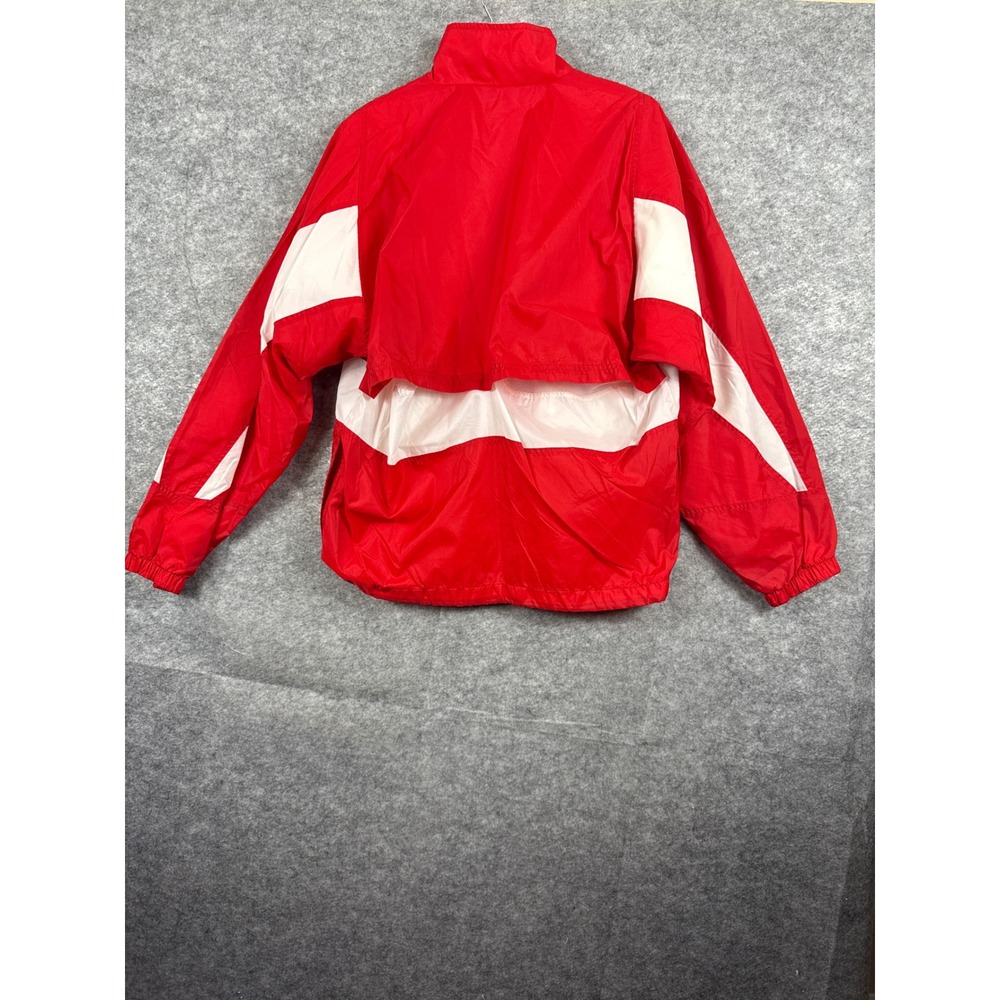 Vintage Asics Windbreaker Jacket Red White Colorblock Full Zip Men L Vented Back - Picture 13 of 13